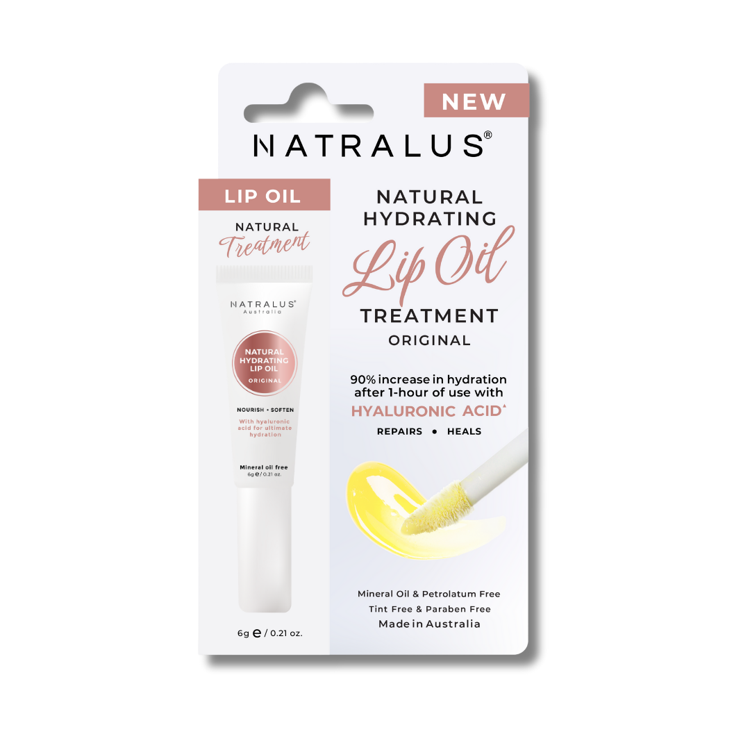 Natralus Natural Hydrating Lip Oil Treatment Original – Australian natural lip care with hyaluronic acid and botanical oils for soft, nourished, and hydrated lips.