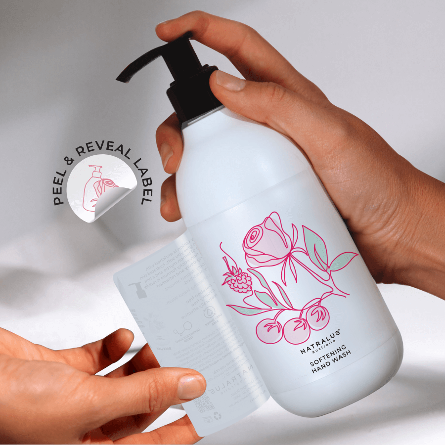 Softening hand wash and lotion duo with rose and lilly pilly
