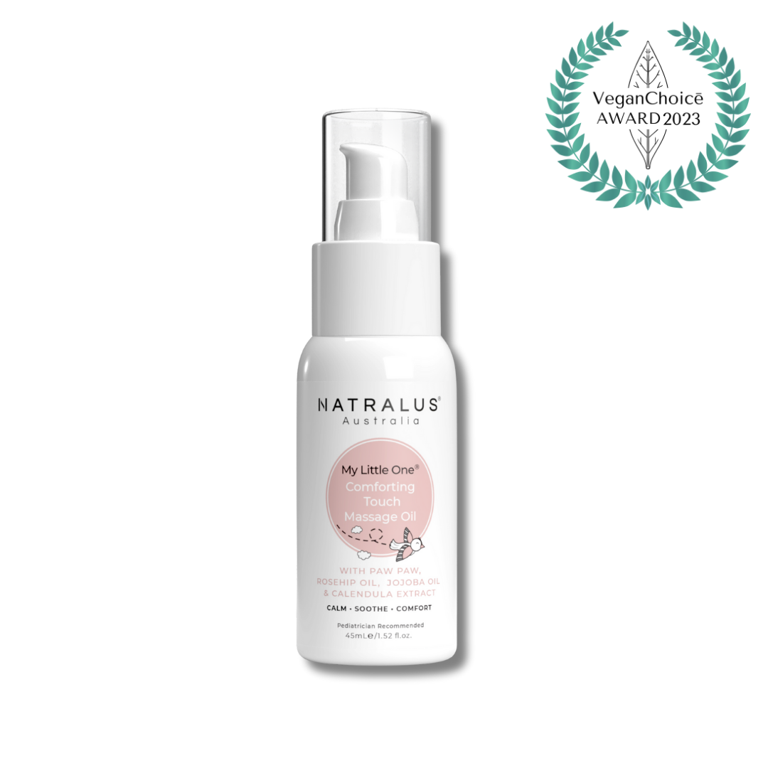 Gentle baby massage oil – nourishes delicate skin, promotes relaxation &amp; bonding, safe for mums during pregnancy too.