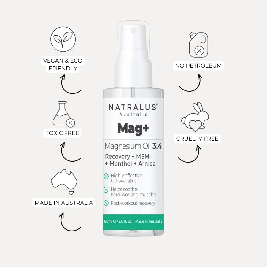 Magnesium Oil Spray 3.4 Recovery with MSM, Menthol and Arnica for muscle soreness