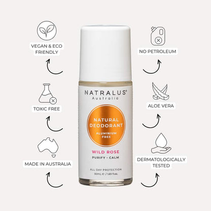 Wild Rose Natural Deodorant for all-day freshness without harsh chemicals - Aluminum Free