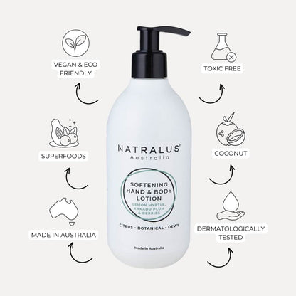 Sulfate-free Softening hand and body lotion with lemon myrtle, Kakadu plum, and berries