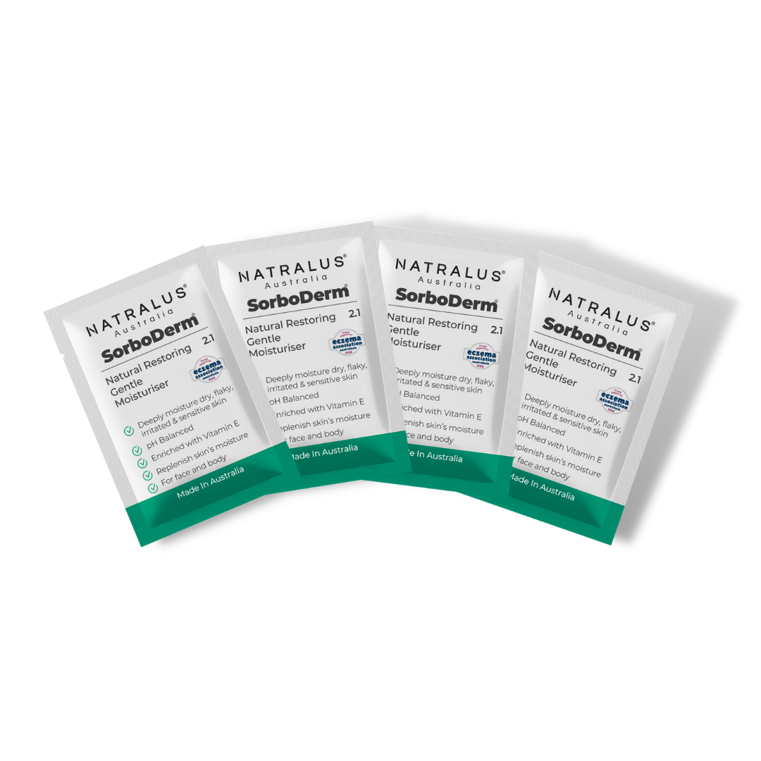 SorboDerm Natural Restoring Gentle Moisturiser Samples – vegan alternative to sorbolene cream for dry, eczema &amp; psoriasis-prone skin.